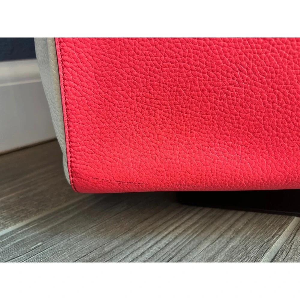 Kate Spade New York‎ Pebbled Leather Colorblock Tote Bag Coral Pink Purse w/ COA